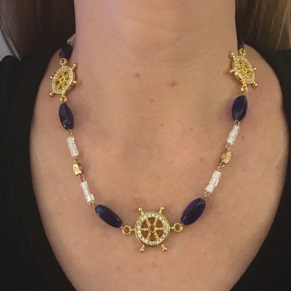 Blue, White, and Gold Necklace